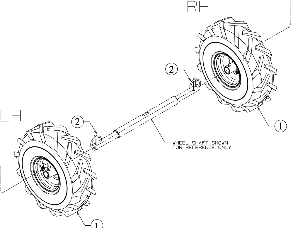 Wheels Diagram and Parts List for RT35 (21A62M8710)(2017) Cub Cadet Tiller